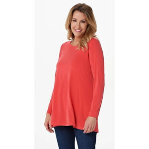 Susan Graver Modern Essential QVC Women Medium Watermelon Liquid Knit Blouse